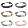 Joyería Transfronteriza Europea y Americana, Pulsera Ajustable Cuadrada de Tubo de Acero Inoxidable con Láser, Pulsera Ajustable Tejida a Mano de Paracord