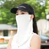 Mascarilla de Protección Solar, Protector de Cuello para Hombre, Pañuelo Facial para Ciclismo al Aire Libre, Pañuelo para la Cabeza de Pesca, Bufanda de Seda Helada, Velo de Cara Completa, Velo con Colgante para las Orejas