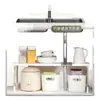 Estante de Almacenamiento Retráctil para Cocina Organizador de Escritorio Divisor de Estante para Armario Debajo del Fregadero Organizador Divisorio Dormitorio