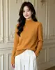 Suéter de punto texturizado de cuello semi-alto para mujer, apto para todos los tipos de cuerpo, corte ajustado, jersey elástico, versátil para ir al trabajo, top de capa base