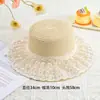 Chapéu de palha com laço de renda estilo francês para mulheres, chapéu de sol para férias na praia de verão, estilo de menina doce, afina o rosto, chapéu de sol com proteção solar