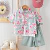 Traje de manga corta para niños, camiseta de algodón para niños, ropa de verano para bebés, pantalones cortos para niñas, ropa de bebé, venta al por mayor de verano
