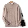 Nuevo suéter de lana para hombre de otoño e invierno, jersey, cuello redondo, suéter de lana engrosado de doble hebra, suéter de punto casual para hombre, al por mayor