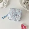 Bolsa Pequena Xadrez Cereja Estilo Coreano Quadrado Pequeno Bolsa para Guardanapo Higiênico de Aparência Elevada para Estudante Bolsa Portátil para Fones de Ouvido Bolsa para Batom