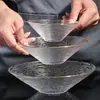 Plato de vidrio de rayas horizontales estilo japonés, vajilla transparente popular para el hogar, plato para frutas, ensaladera estilo occidental, plato de cena, plato