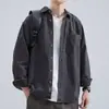 Chaqueta de Mezclilla Lavada Artística Estilo Hong Kong para Hombre Adolescente Corte Holgado Manga Larga Camisa Cárdigan Ropa de Abrigo Otoño Invierno