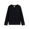 Camiseta base masculina 220g 100% algodão penteado de Xinjiang cor sólida da moda unissex manga longa solta gola redonda