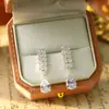 Pendientes Franceses de Metal Doble Fila Full Diamond Microincrustados de Circonita Minimalistas Lujo Ligero Adornos Elegantes Pendientes de Gota de Agua Corazón Joyería