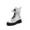 Botas de Mujer para Aumentar la Altura Otoño e Invierno, Botines, Zapatos Versátiles, Botas Estilo Británico, Zapatos de Mujer Talla Grande, Botas de Pareja con Punta Cuadrada y Suela Gruesa