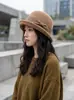 Sombrero de Cubo de Fieltro de Lana Retro para Mujer Otoño Invierno Estilo Británico Elegante Sombrero con Lazo Versátil Adelgazante de Rostro Temperamento Sombrero de Pescador