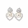 ¡Precioso y Elegante! Pendientes de Perla con Forma de Corazón de Zirconia con un Ambiente Suave, Pendientes Versátiles Simples y de Moda al por Mayor