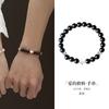 Pulseira de Contas de Prata Esterlina S925 Obsidiana para Casal e Pulseira com Cruz de Pérola de Água Doce Presente para Namorada
