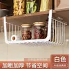 Cesta de armazenamento de ferro suspensa sob o armário para cozinha doméstica, prateleira de armazenamento multifuncional para o fundo do armário, atacado