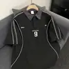 Camisa Polo Estilo Americano, Camiseta de Manga Curta Estilo College para Homens e Mulheres, Verão Respirável Casual Solta Moda Tendência Marca Top Novo Estilo