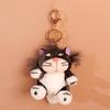 Celebrante de Internet Colgante de Peluche de Gato Inclinado del Mismo Estilo Creativo Llavero de Pareja Gato Lucifer Colgante de Peluche para Bolso