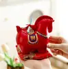 Fique Rico Imediatamente, Enfeites Criativos de Cerâmica do Zodíaco, Ano Novo Ano do Cavalo, Riqueza e Tesouro, Lembrancinhas, Presentes de Reunião Anual da Empresa