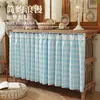 Funda antipolvo de tela de rejilla para gabinetes del hogar, cortina corta, material de chenilla con borde floral de encaje, cortina de tela