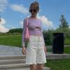 Comercio exterior transfronterizo Europa y Estados Unidos AliExpress 2024 nuevo de manga larga ins moda chicas camiseta corta mujer otoño e invierno