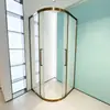 Cabina de Ducha Abatible Doble en Forma de Abanico con Divisor Extremadamente Estrecho, Puerta Corredera Doble de Cristal Templado, Cabina de Ducha de Baño con Separación de Zona Seca y Húmeda