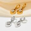 Conjunto de joyería de collar y pulsera de moda otbuckle personalizado, nuevo temperamento, amor, melocotón, acero inoxidable, cadena para clavícula, pulsera de diamantes