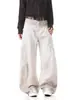 Jeans estilo americano vintage lavado velho sujo branco machete masculino e feminino solto reto perna larga casual moderno moderno