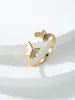 Anillo Abierto de Doble Mariposa Asimétrico Pave de Pedrería para Mujer, Lujo Ligero, Nicho Exquisito, Anillo de Dedo Ajustable