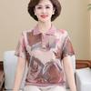 Camiseta de manga corta de verano para madres, ropa para mujeres de mediana edad y mayores de 50 a 60 años, blusa suelta de seda helada, ropa para abuelas de mediana edad