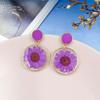 Aretes Populares para Mujer Verano Estilo Coreano Elegantes Combinan con Todo Aretes Transparentes de Flor Seca para Viaje y Vacaciones Aretes de Flor de Crisantemo