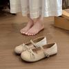 Zapatos de Tacón Bajo Franceses Poco Profundos con Faldas, Zapatos de Mujer Mary Jane Redondos Retro con Lazo, Estilo Nuevo Verano y Otoño 2025