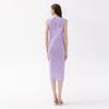Vestido Elegante Slimming de Verão 2026 Estilo Único Diagonal Cintura Marcada Fenda Lateral Sem Mangas Comprimento Médio Zíper Vestido Evasê