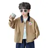 Ropa para niños, ropa de abrigo para niños, colección primavera/otoño, nuevo estilo 2026, chaqueta retro americana, top estampado color-block para niños, moderno