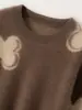 Nuevo Suéter de Cachemir para Mujer Otoño/Invierno 2026, Tejido Jacquard Lindo en Forma de Corazón Cuello Redondo Holgado Camiseta Base, Suéter Casual