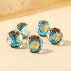 Han Yu borda folha de ouro folha de prata duas contas vidradas douradas DIY colar pulseira acessórios com contas joias atacado