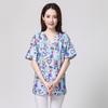 Uniforme de Cirugía Estampado para Doctoras, Bata de Cirugía de Verano de Manga Corta, Ropa de Trabajo de Aislamiento de Poliéster-Algodón de Manga Larga, Uniforme Médico de Dos Piezas