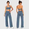 Conjunto de Sutiã Esportivo Cruzado com Gola Halter para Mulheres, Sutiã Fitness Acolchoado de Verão, Lindo Top Cruzado nas Costas para Pilates Yoga