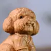 Ornamento Fofo de Escultura em Madeira de Cachorro Ursinho, Peça Decorativa em Formato de Animal, Presente de Aniversário
