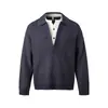 Ru Meng Invierno Retro Tendencia Marca Viaje Estilo Old Money Suéter Falso de Dos Piezas para Hombre Holgado Cuello Solapa Jersey Base de Punto para Pareja