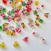 Mini Enfeites de Arte para Unhas de Natal Gelo Transparente Fofo Boneco de Neve Rena Sino Broca de Unha de Resina Enfeites Mistos Atacado