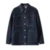 Chaqueta vaquera lavada estilo workwear, top ajustado, solapa holgada, chaqueta corta de manga larga para mujer primavera/otoño 2026