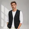 Chaleco de Algodón Multibolsillos Talla Grande para Hombre, Chaleco de Exterior para Personas de Mediana Edad y Mayores, Pesca de Otoño, Corte Holgado, Secado Rápido, Ropa de Trabajo Casual