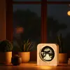 Luminária de Mesa Criativa de Cristal Luminoso com Artesanato de Gravação Interna 3D, Decoração de Base de Madeira, Presente, Presente de Aniversário