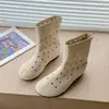 Botines Cortos Retro Calados con Agujeros Redondos para Mujer, Suela Plana Antideslizante, Modelo 2026, sin Cordones, Tacón Oculto, Botas Vaqueras Estilo Vacaciones