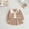 Otoño e invierno 2023 Nuevo conjunto de suéter y falda para niñas estilo occidental lindo conejito bebé niña de dos piezas vestido de princesa