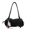 Bolsa Boston Acolchoada Retrô Desgastada da Moda Feminina Casual de Grande Capacidade com Alça Única Bolsa Transversal Versátil de Nicho para Mulheres