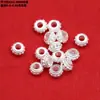 Plata de Ley Flor Pequeña Nubes Propicias Cadena Media Separadores Anillos Dobles Accesorios Retro Plata Blanca Lisa Materiales para Cuentas Hechas a Mano DIY