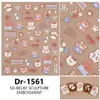 Redanco5D Embutido Popular Desenho Animado Adesivo para Unhas Urso Fofo Adesivo Estéreo para Unhas Caderno Dr1561