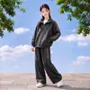 Chaqueta de Rayas con Cremallera para Niñas Primavera y Otoño 2026 Nueva Moda Ropa Grande para Niños Conjunto Versátil de Moda