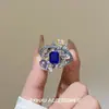 Anel luxuoso de trilha estelar cravejado de diamantes, moderno, requintado, design de alta qualidade, criativo, de nicho, único, anel versátil