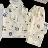 Direto da Fábrica 47 Padrões Cardigan Duplo Longo Nuvem Algodão Lapela Pijama Verão Manga Longa Calça Longa Roupa de Casa