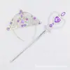 En stock Joyería Princesa de Hielo Traje de varita mágica Frozen Corona de 15 diamantes Bastón Set de dos piezas